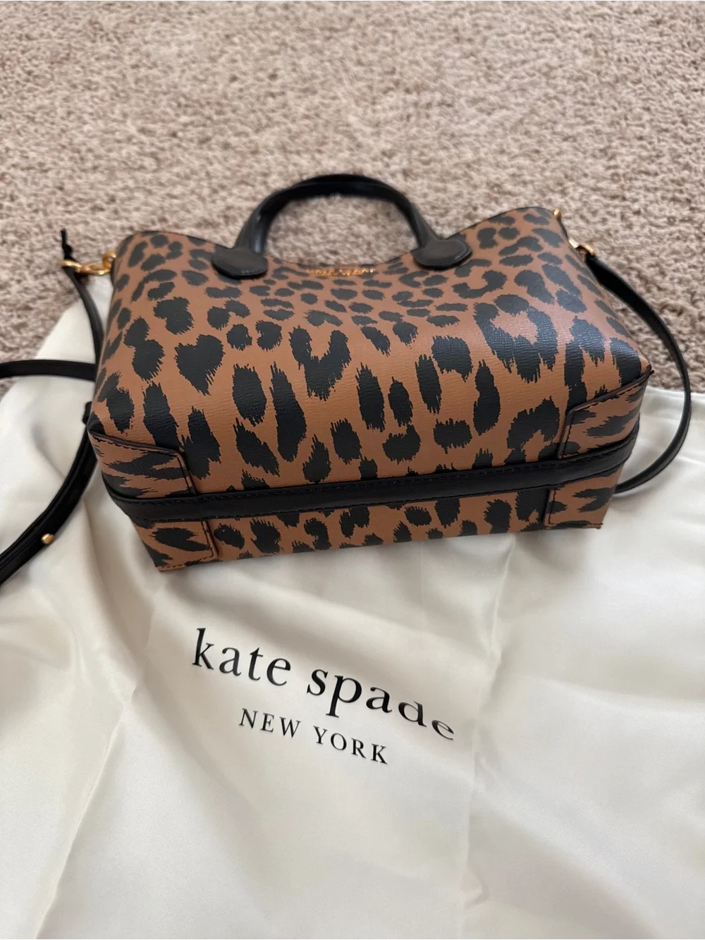 Kate Spade Leopard Print Leather Tote - Brown/Black